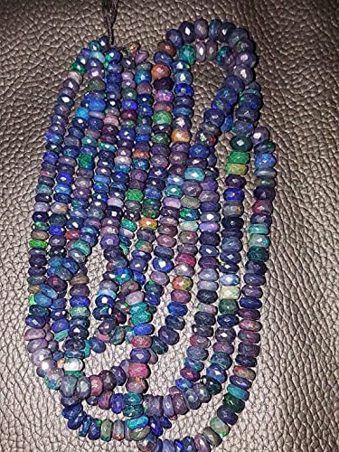 Black Opal Beads Ethiopian Opal Wello Opal Black Opal AAA+ Faceted Rondelle Beads 4.5 - 6 MM Size 8 Inches Strand