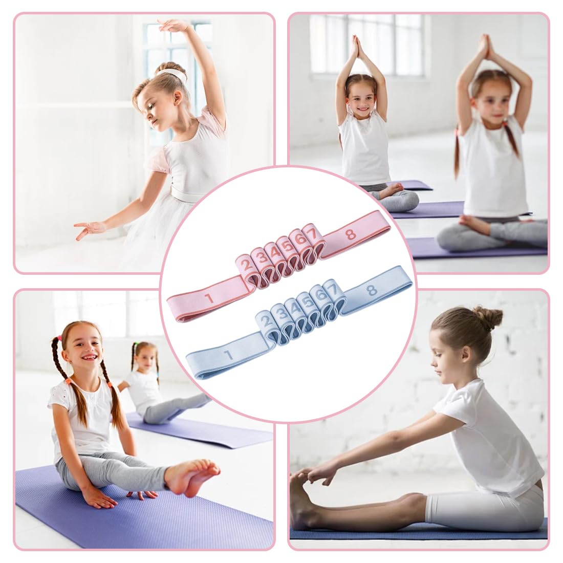 2 Pcs Ginnastica artistica, Elastico ginnastica artistica, Gymnastics Stretch Band, elastico danza yoga stretching band per allenatore in allenamento di ginnastica, yoga, latino, Rosa + Blu