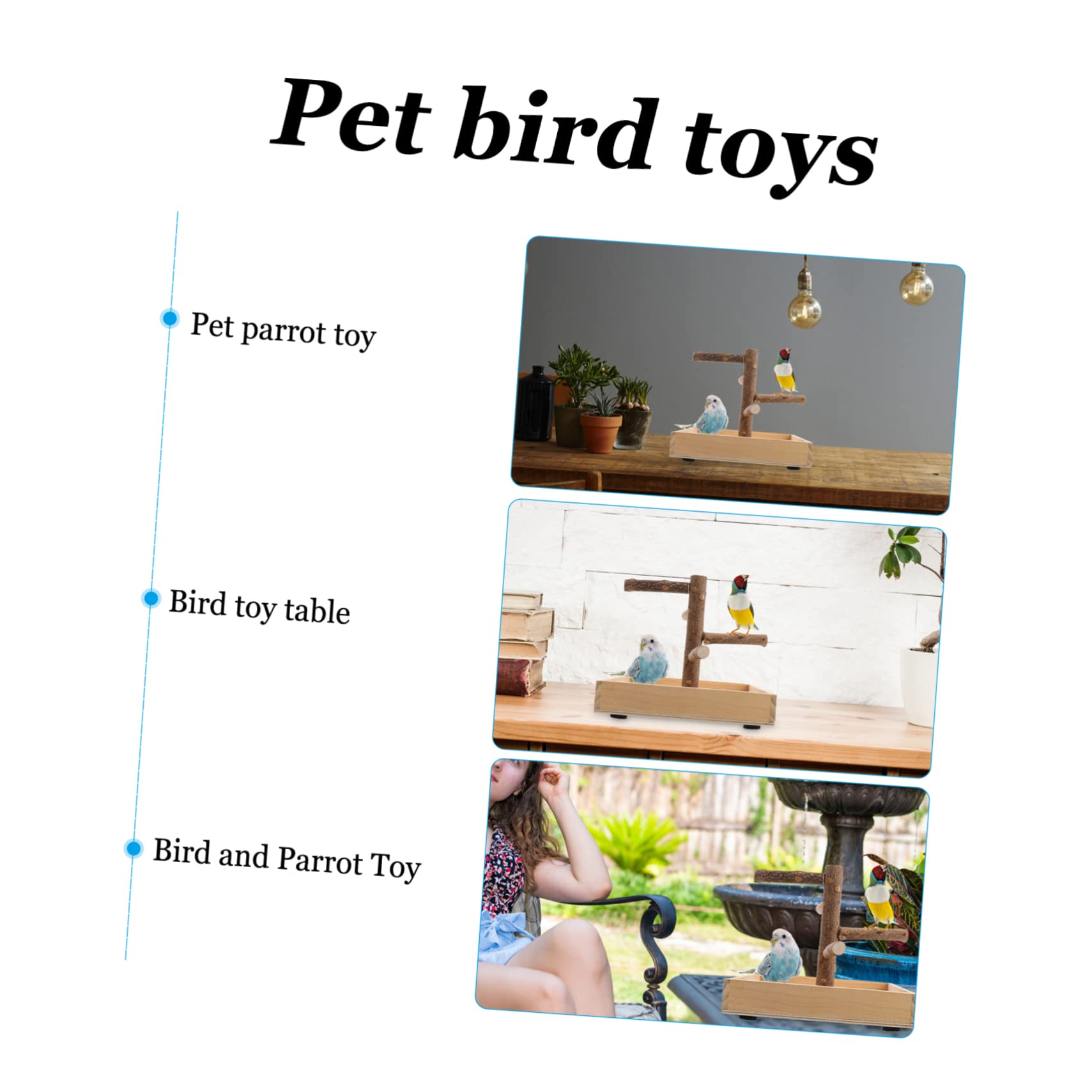 BESPORTBLE Percha de Madera para Loros Ramas de Actividad, Soporte Seguro para Pájaros Pequeños, Juguete Interactivo Que Fomenta el Ejercicio Entretenimiento