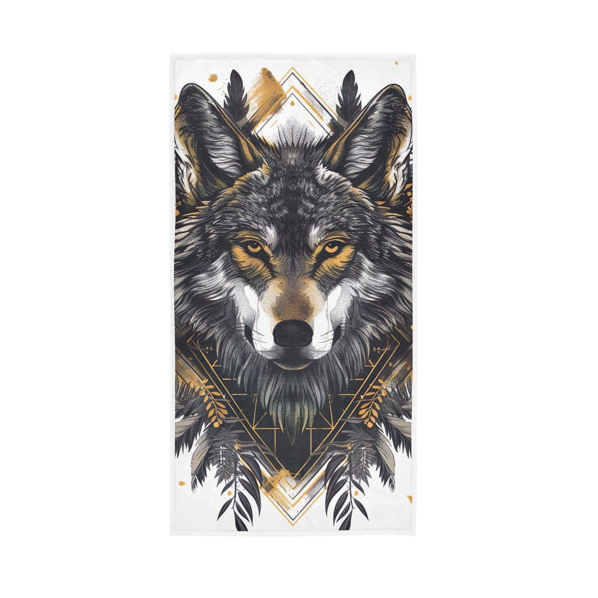 LSRCPD Wolf Line Art Hand Towel, Multipurpose Decorative Towels for Bathroom, Gym, Hotel, Spa 15 x 30 Inches