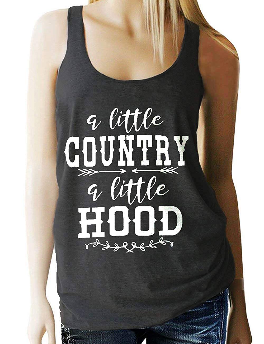 A Little Country A Little Hood Shirts for Women Graphic Tees Tops with Funny Sayings