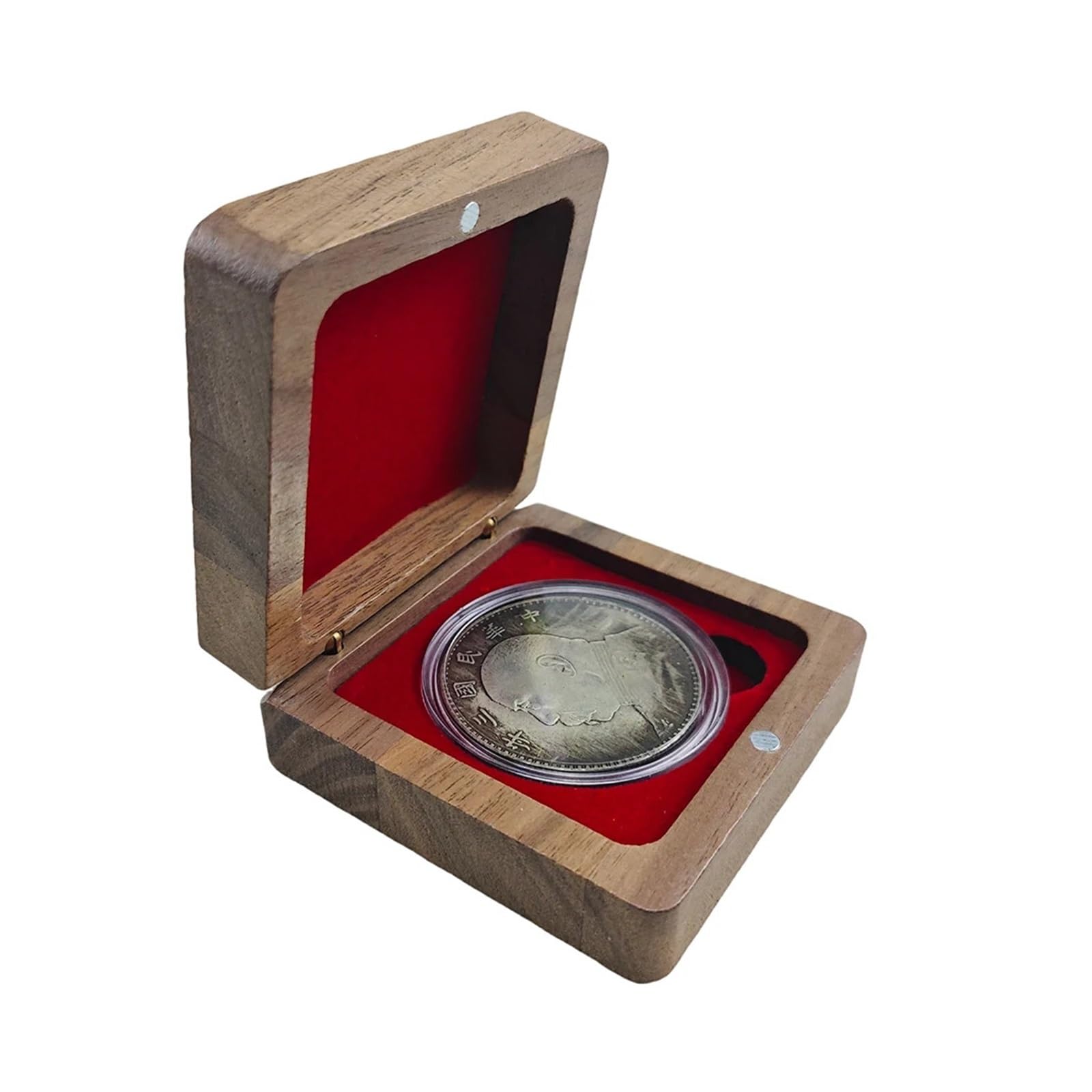 ZythrXLate Wooden Coin Collection Box Wooden Coin Case with Capsule for 21/26/31/36/41mm Coins, Challenge Collection Holder Storage Box for Coin Collectors