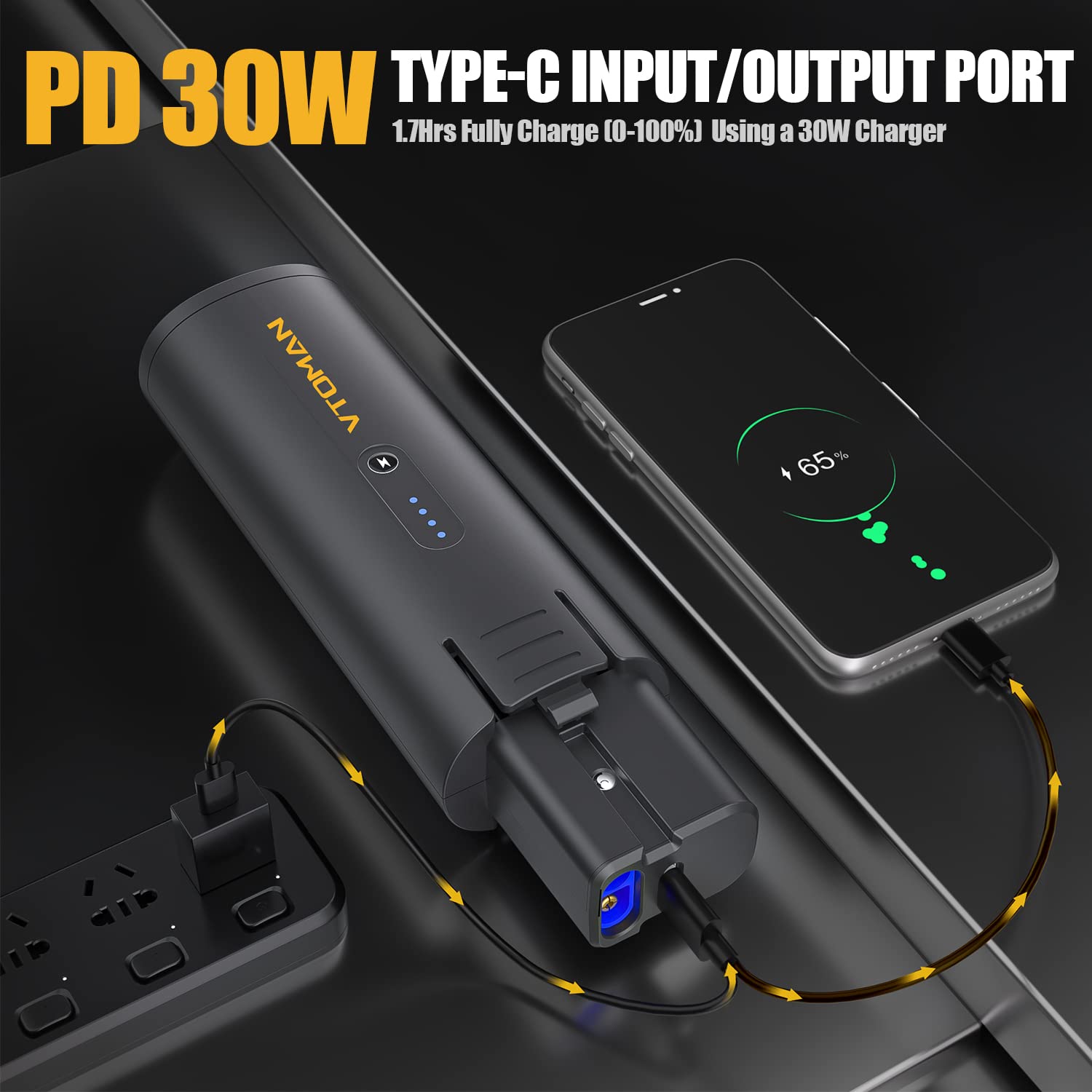 VTOMAN ToolCore V22 Car Vacuum Cleaner Cordless, 22000Pa Strong Auto Vacuum High Power, Rechargeable Handheld Vacuum, Portable Small Mini Hand Vacuum for Car,Home, with PD30W Type-C Fast Charging