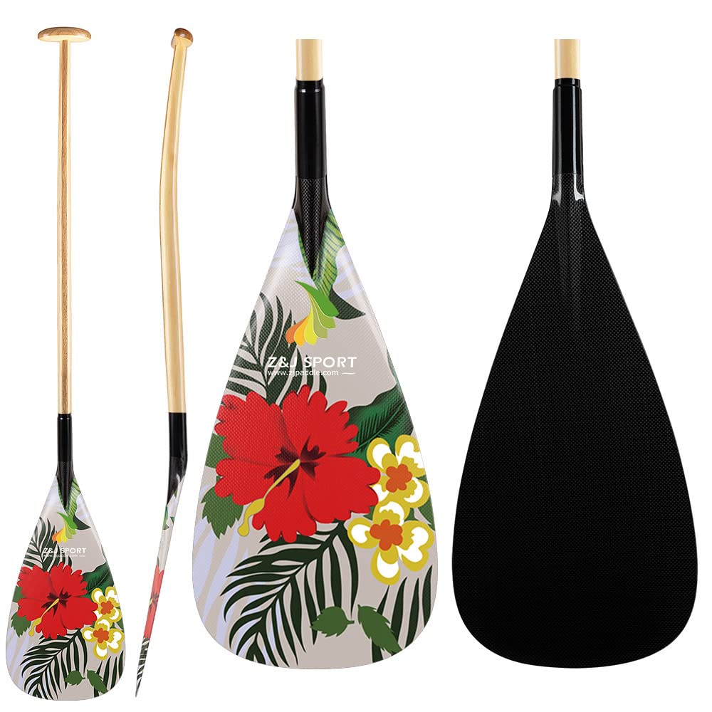 Buy Z&J SPORT Outrigger Canoe Paddle Wooden Shaft, Tahiti Style Hybrid