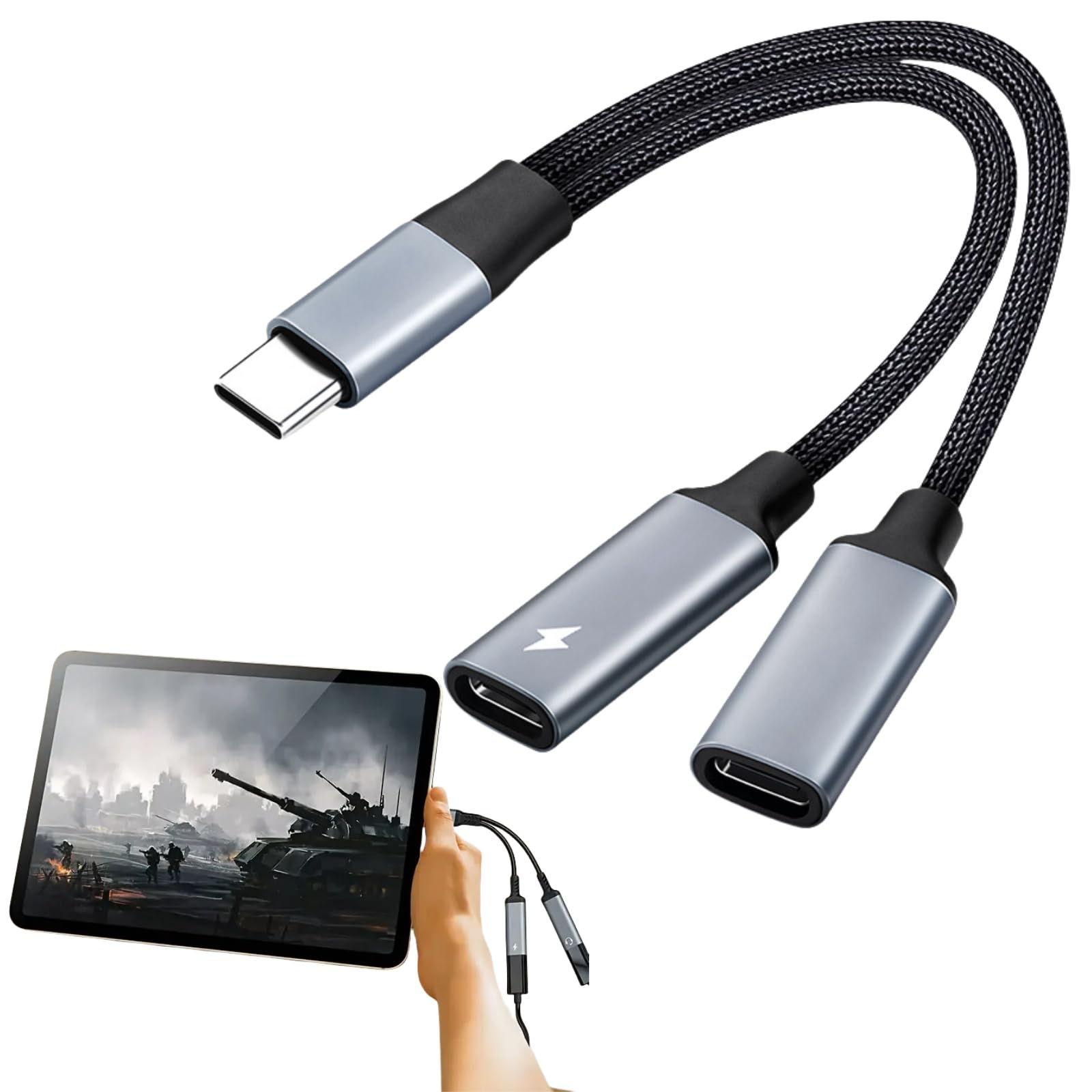 Adaptador USB-C Divisor 2 En 1 - Carga Rápida 100W Y Puerto Audio | Para Teléfonos, Tablets, Laptops Tipo C