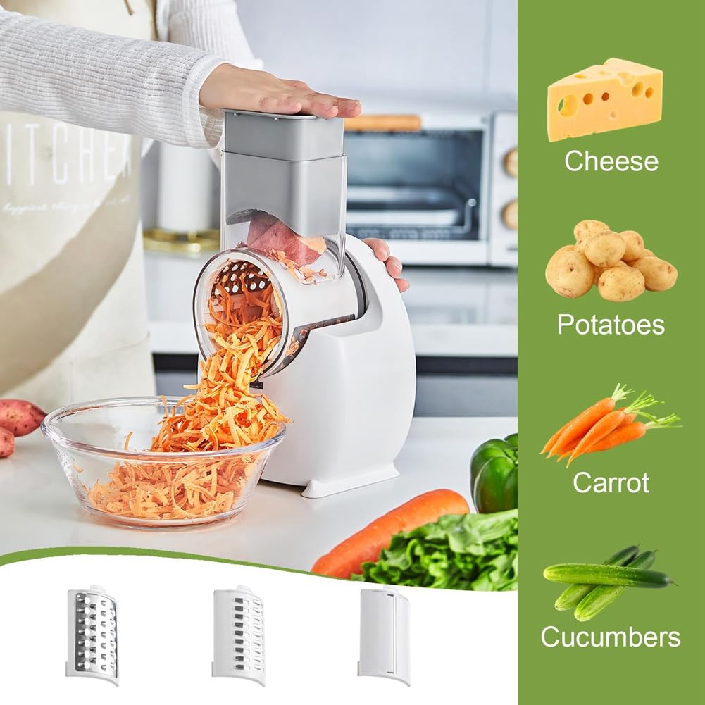 Grattugia Elettrica per Insalata Elettrica Staccabile per la Cucina Domestica, Affettaverdure per, Formaggi e Noci