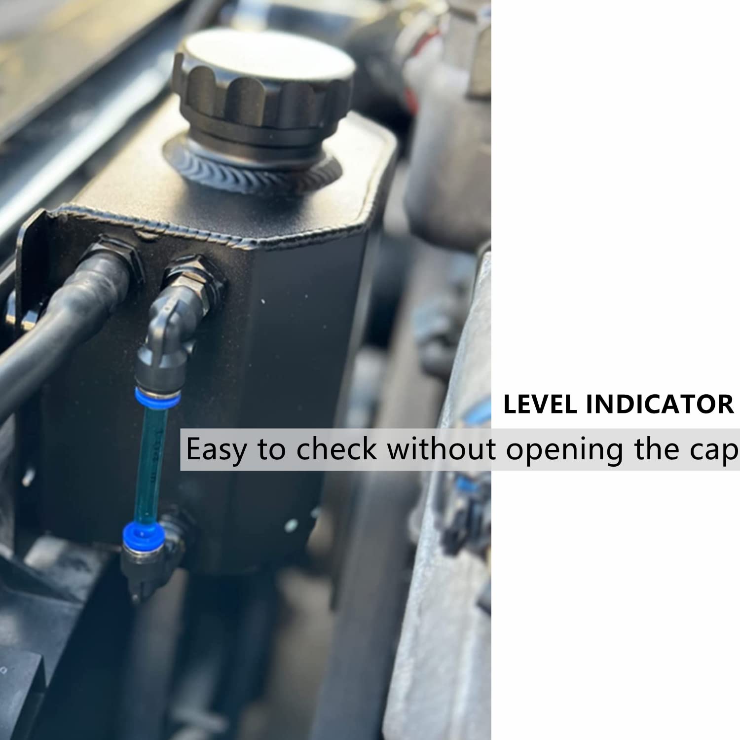 Universal 1L 2L Aluminium-Radiator Legierung Kühlmittel Expansion-Tank mit Abfluss Stopfen (1L Black)