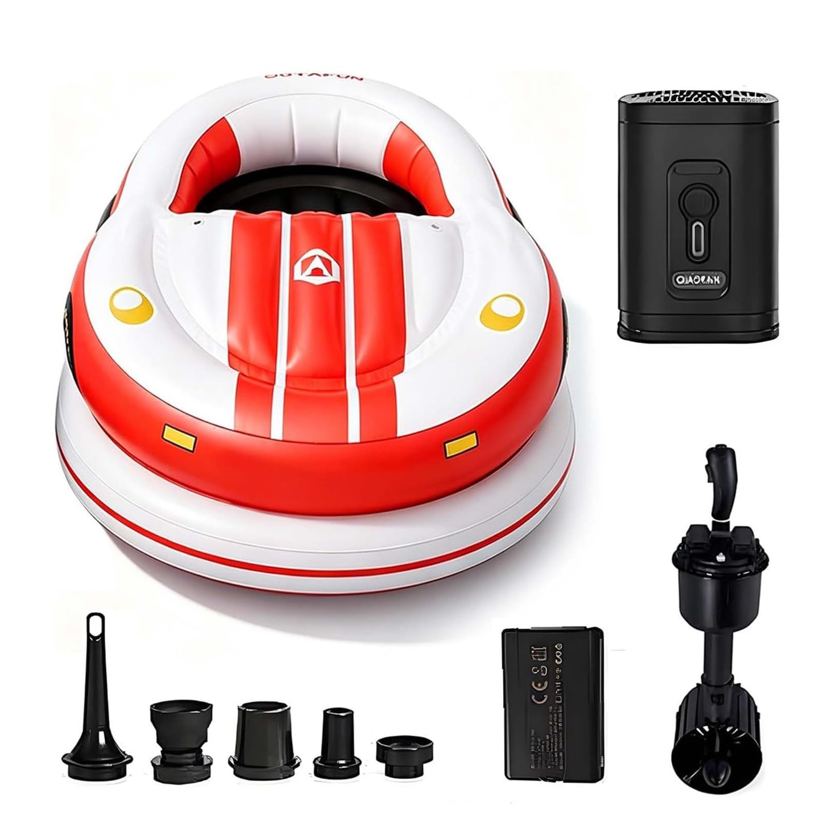 MIAOXIAOLONG Inflatable Electric Bumper Boat – Motorized Pool Float With 360° Spin, Drive & Bump Action – Rechargeable Adult Boat For Summer Pool & Calm Lake Fun,120 Kg Max Red
