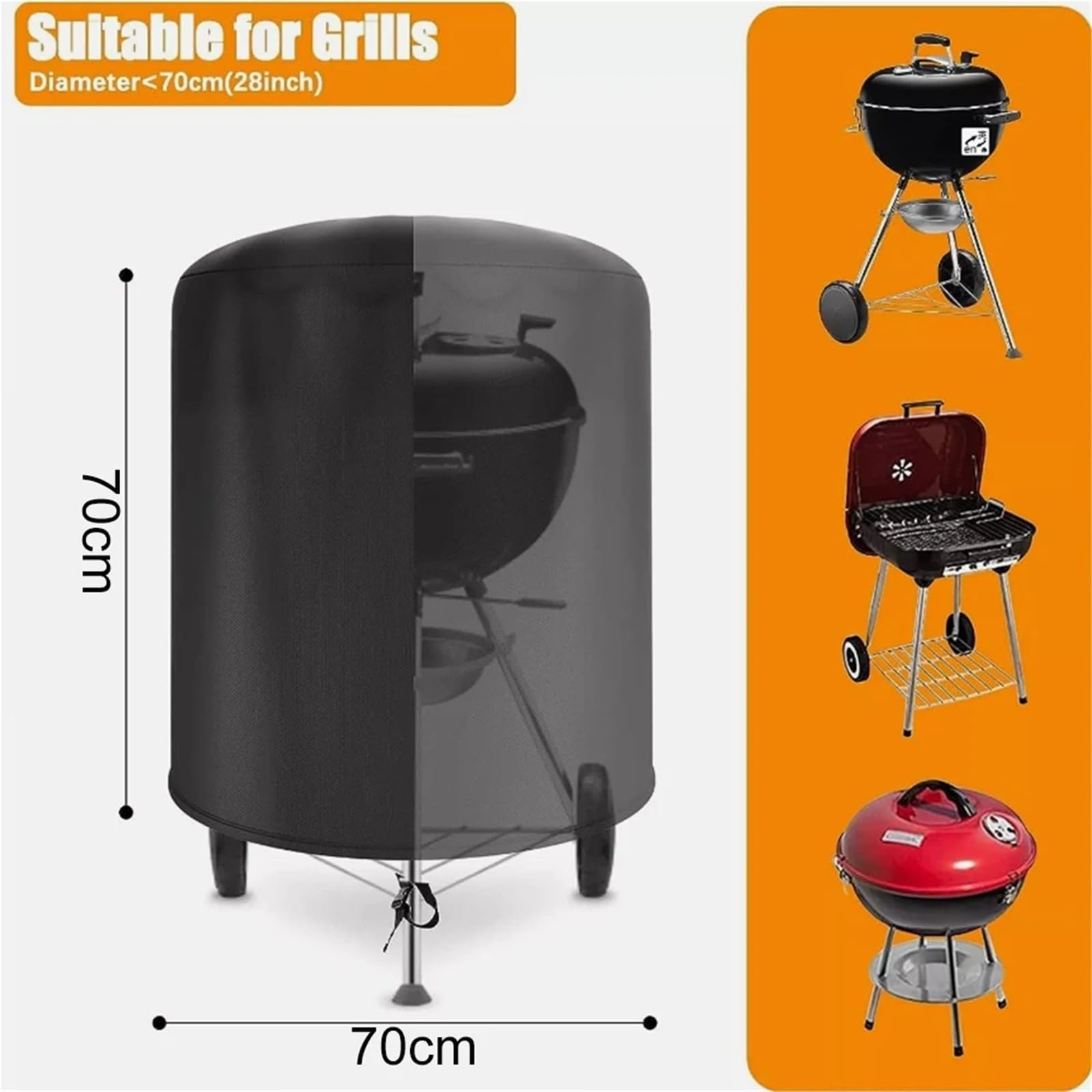 Fundas para Barbacoa 1 Uds. Cubierta for hervidor de Barbacoa, Cubierta for hervidor de Barbacoa for Exteriores de 57Cm, Cubierta Impermeable for Barbacoa, Cubiertas Redondas for Barbacoa
