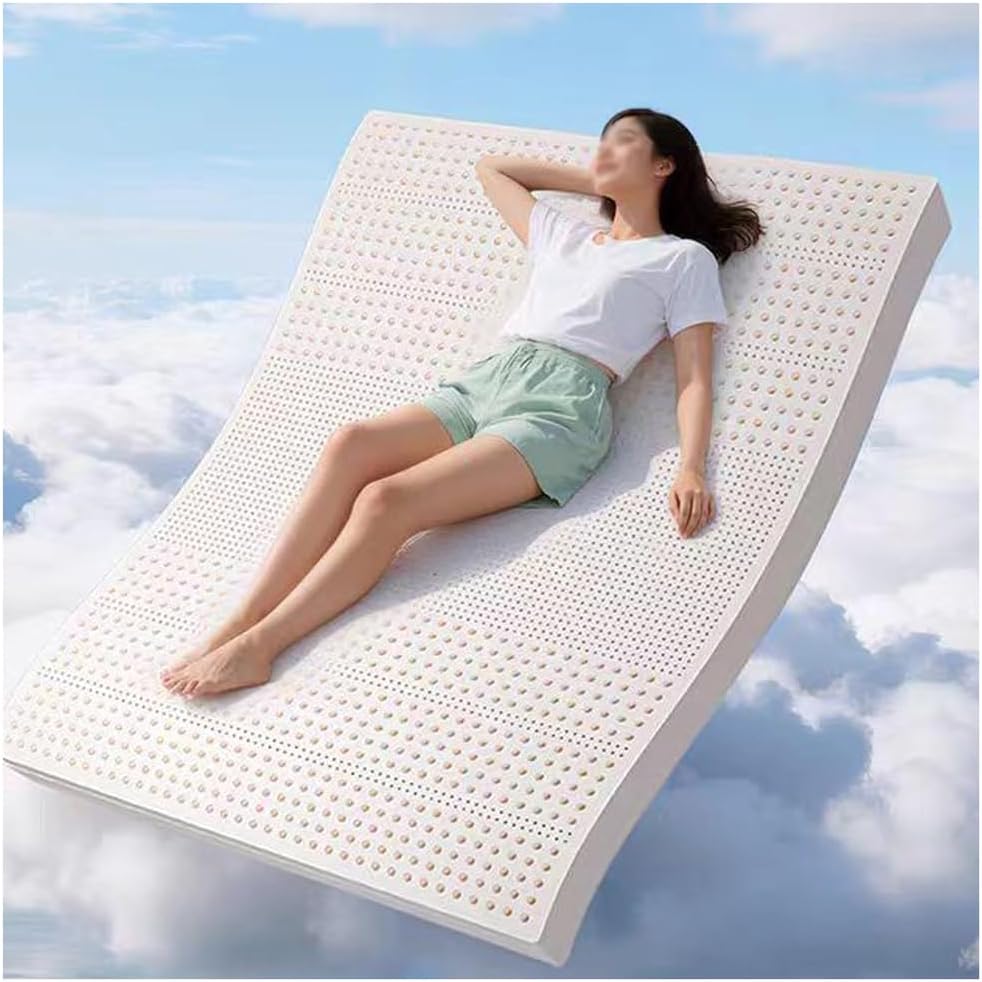 Organic Natural Latex Mattress Topper, Medium Firm 5cm Thickness, Breathable Honeycomb Design, Deep Sleep Support, 180x200cm (71x79in) with Cotton Cover