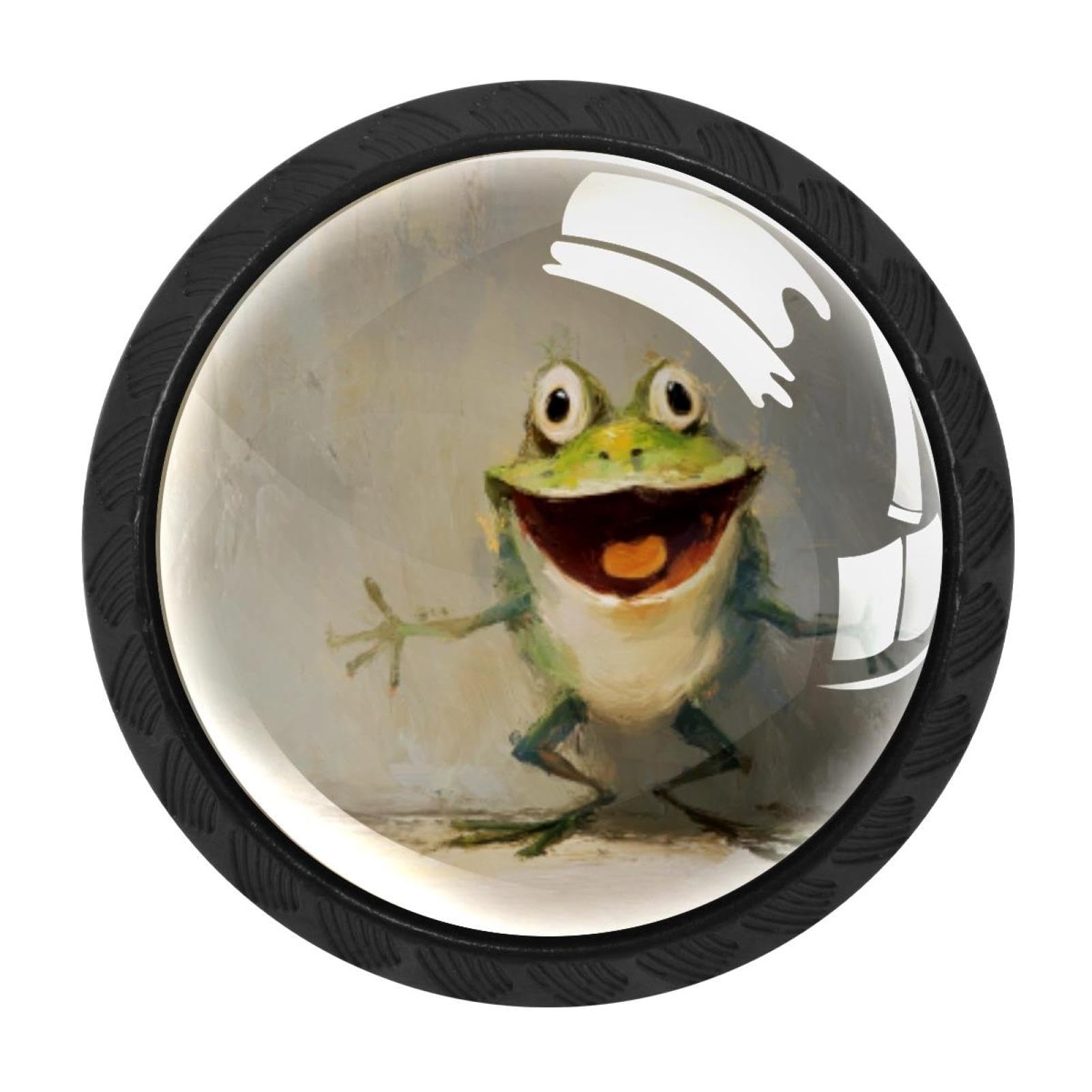 CHENZZZZ 4 Pieces Round Cabinet Knobs Funny Frog Dresser Knobs Pulls Handles with Screws for Drawer Pulls Handles Knobs Door Knobs