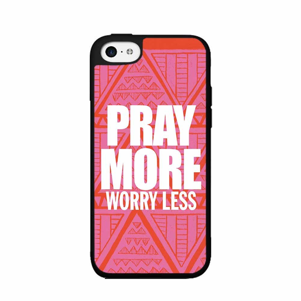 BleuReign(TM) Pray More Worry Less - Plastic Phone Case Back Cover (iPhone 5 5s and iPhone SE)
