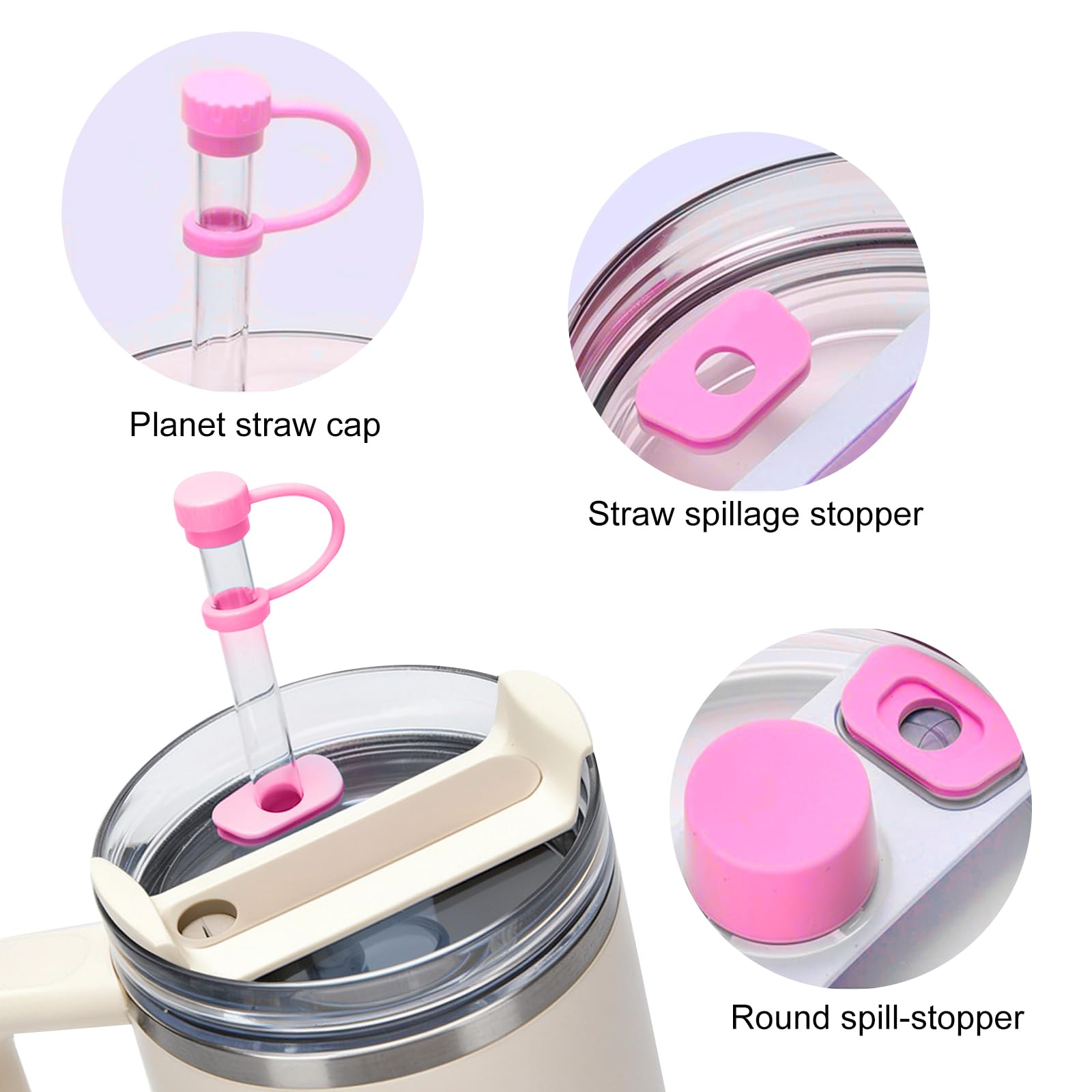 15 Pezzi Copertura per Cannuccia in Silicone, Tappo di Cannuccia a Prova di Perdite per Stanley Cup H2.0 40oz/30oz, Tappi per Cannuccia in Silicone, Set di Stanley Cup Accessori