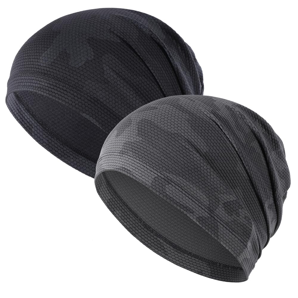 AXBXCX 2 Pack Cooling Skull Cap for Men Women - Breathable Summer Beanie for Running Cycling Motorcycle
