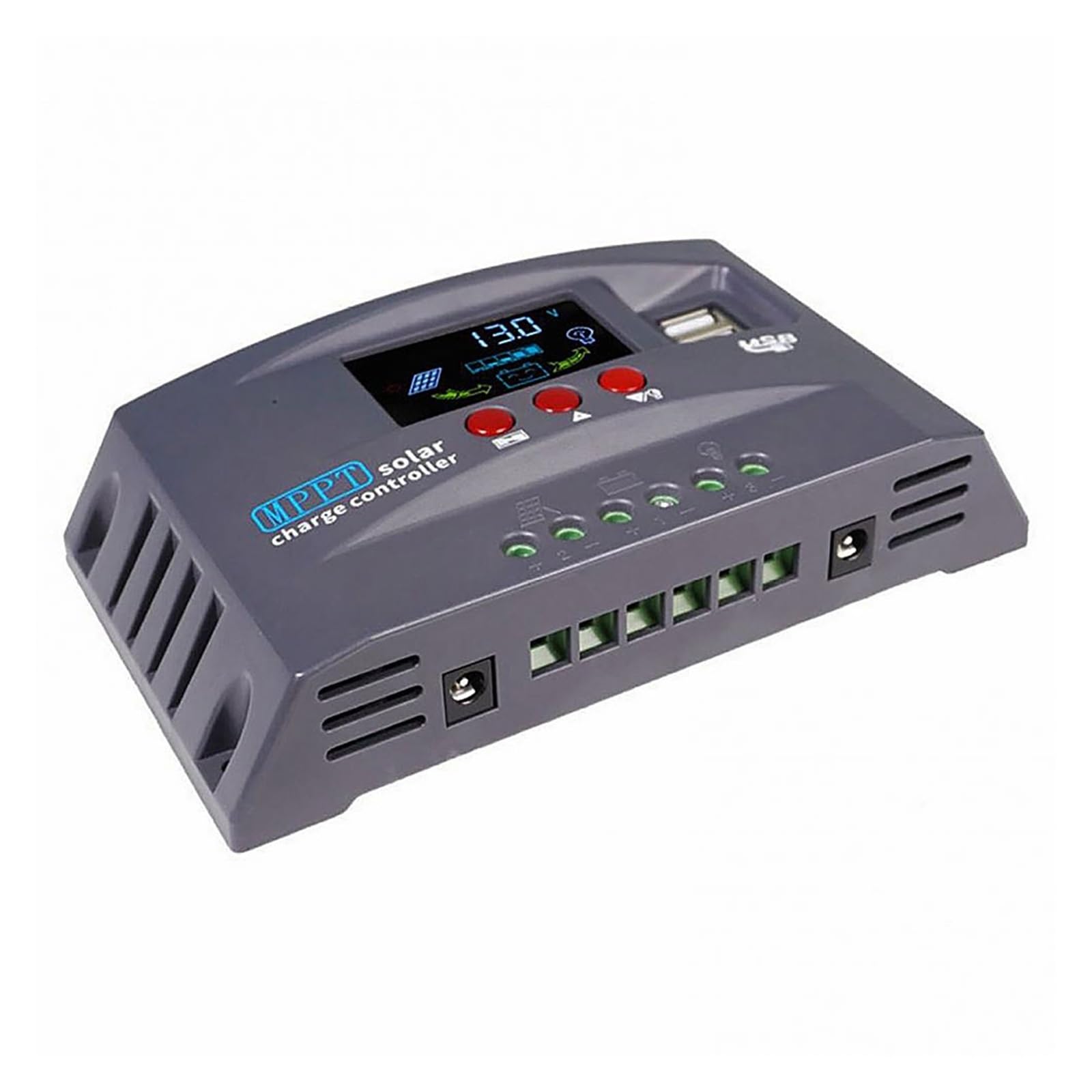 Regolatore di Carica Solare 30A-100A 5V/2A Uscita USB 12V/24V Display Adattivo Monitoraggio Automatico MPPT for Lifepo4 E Piombo-Acido(Solar Controller 30A)