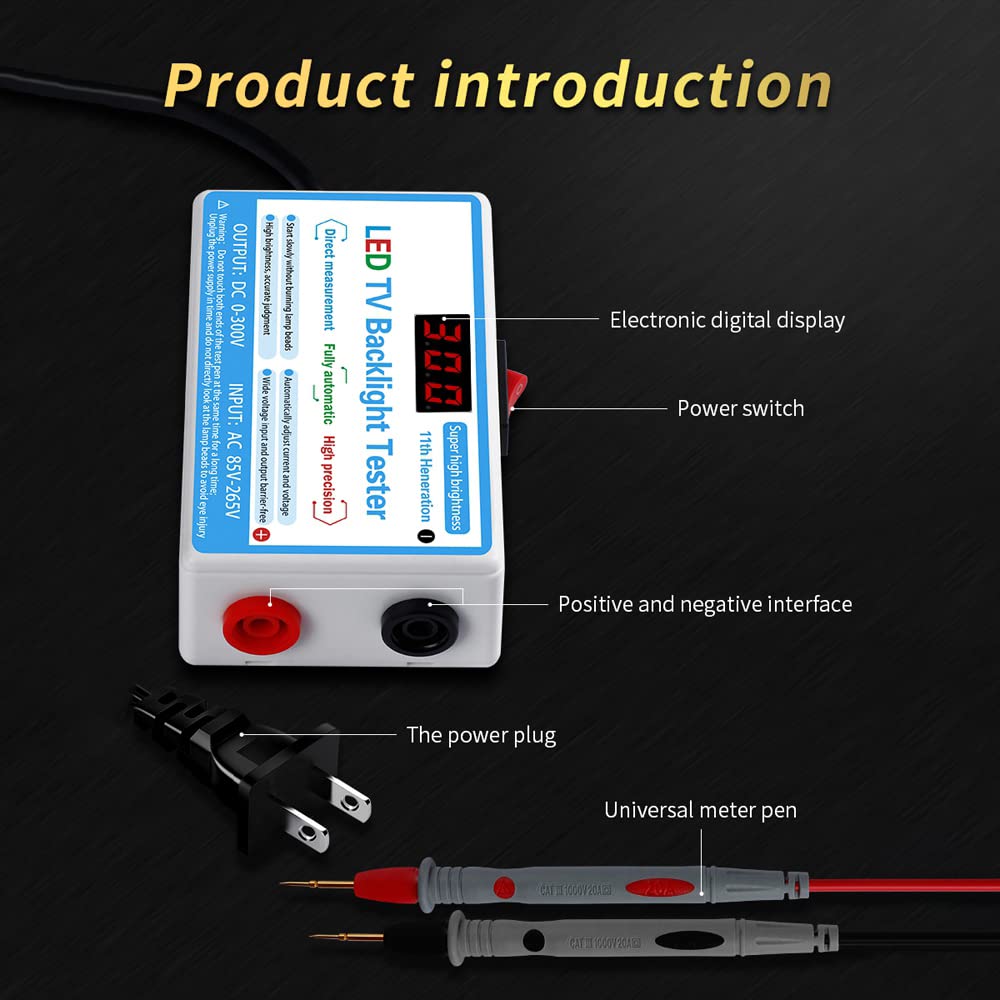 Tester per retroilluminazione TV con lampada a LED, strumento per test di strisce per lampade a LED, adatto a tutte le lampade a LED, tensione adattiva in uscita 0-300 V