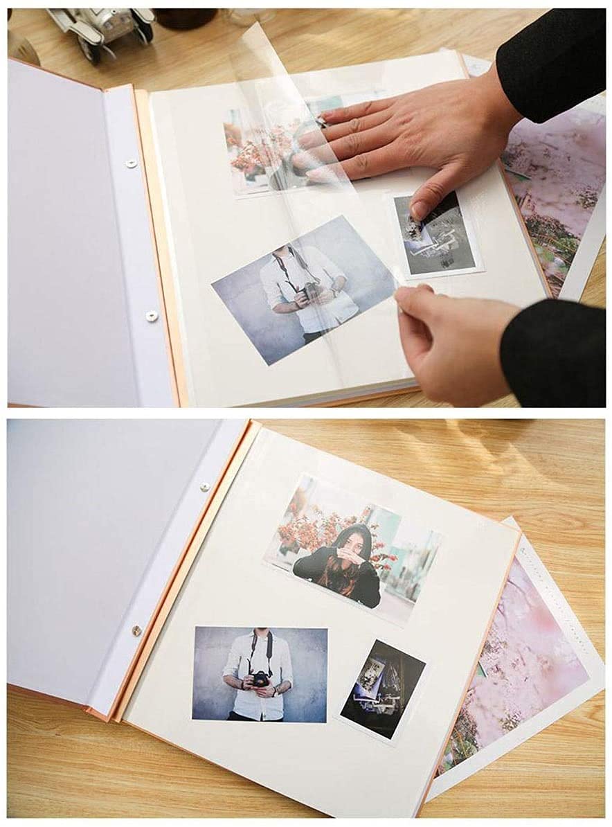 Álbum de fotos autoadhesivo grande naranja para fotos de varios tamaños, 20 hojas/40 páginas
