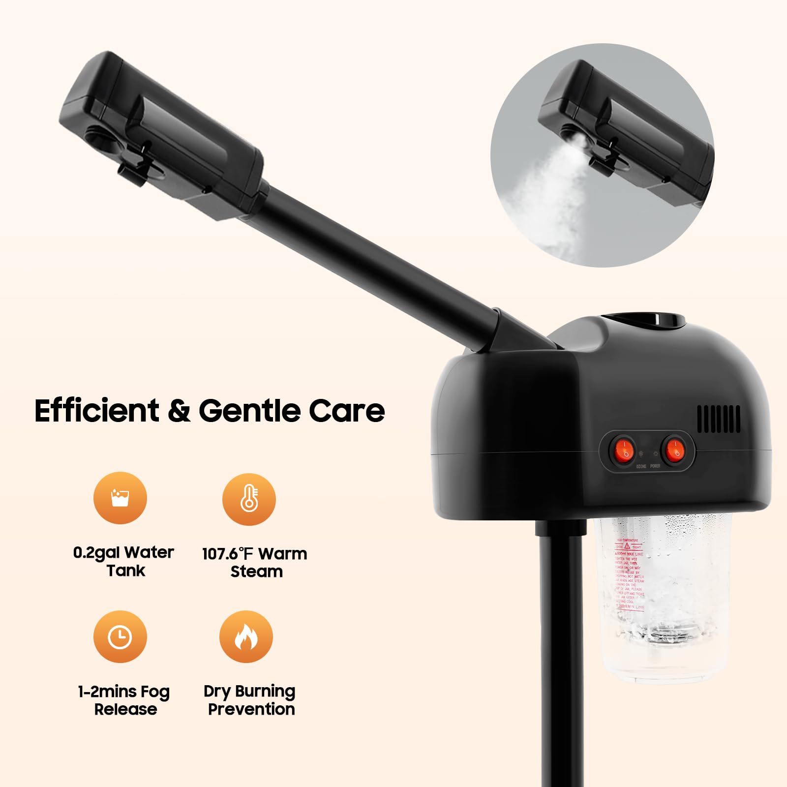 Inalatori elettrici, Ozono Viso Sauna Evaporatore Vaporizzatore Salon Studio Cosmetico, per Ospedali, Saloni di Bellezza e Spa e, Nero