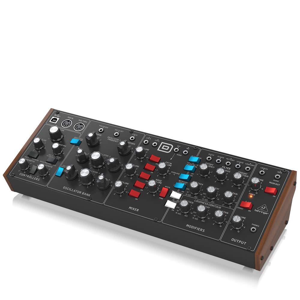 Behringer Legendärer Analog-Synthesizer Modell D, mit 3 VCO-Anschlüssen & Goobay 50020 Audio Stereo Verbindungskabel, 5-polig DIN Stecker auf 5-polig DIN Stecker, geschirmt, schwarz, 1,5m