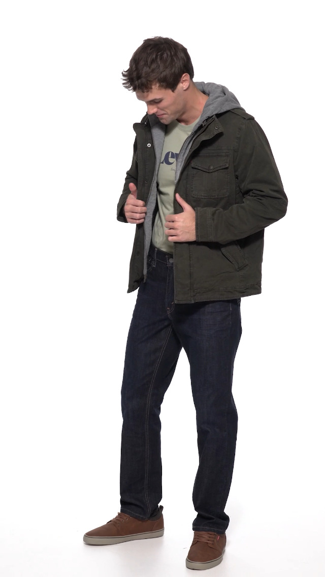 Levi’s Men’s Washed Cotton Hooded Military Jacket Viva viola