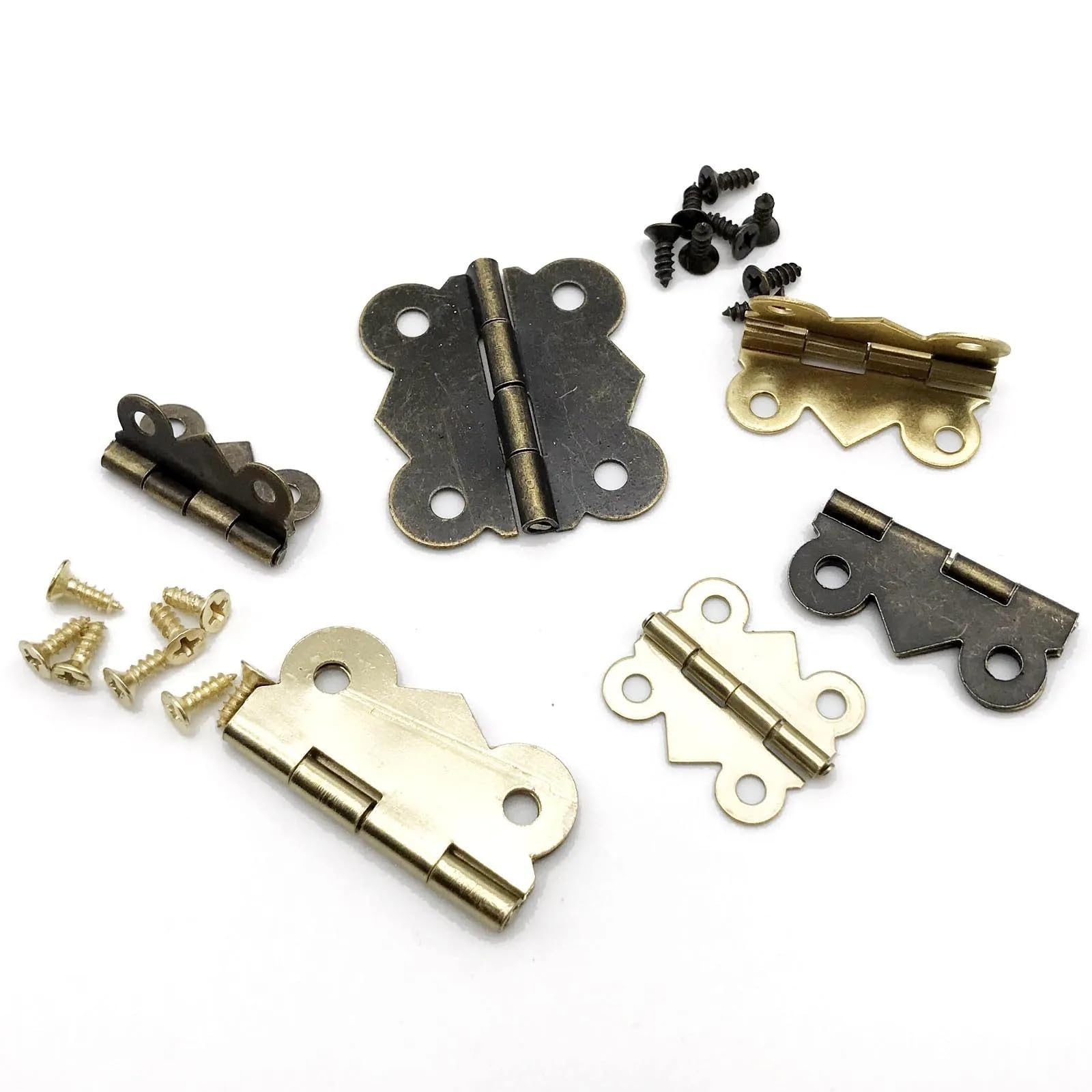 Rmwkrmogrf Small 17X20mm Bronze Small Heavy Duty Shape Wooden Box Case Hinge With Screws 2 Color 3 Size 12Pcs(Small 17X20mm Bronze)