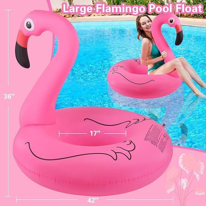 Veemok Flamingo Inflatable Pool Float – Fun Swim Ring for Kids | Adults | Large Beach | Water Floatie for Swimming, Lounging, Pool Parties, and Summer Fun (Pack-1) 4