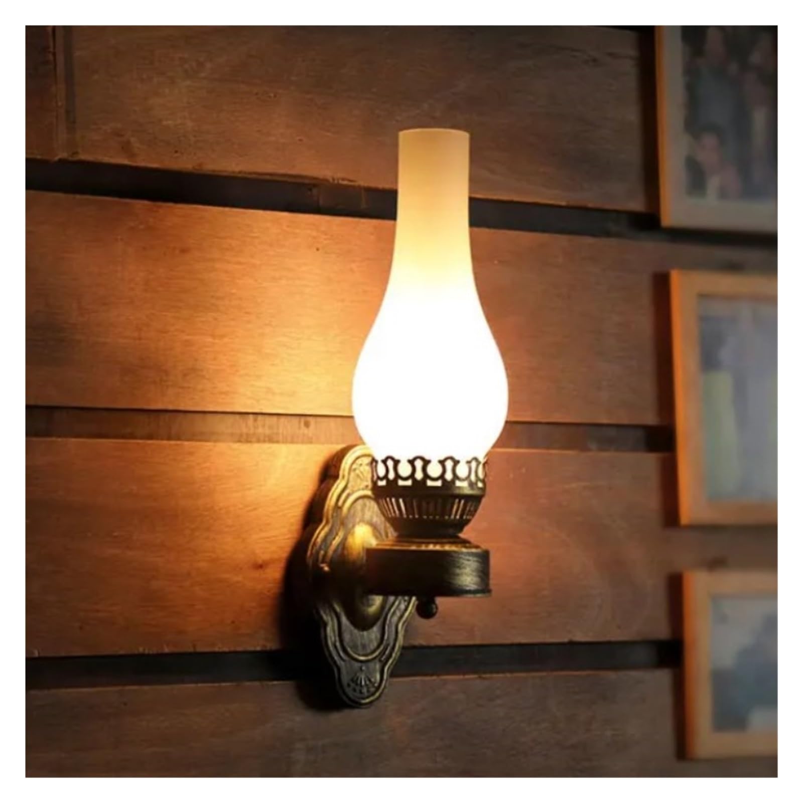 CWCQGH Wall Sconces, Retro Industrial Style Glass Wall Lamp for Bar Corridor Pub Bedroom Porch Creative Wrought Iron Lamps,Milk White Glass
