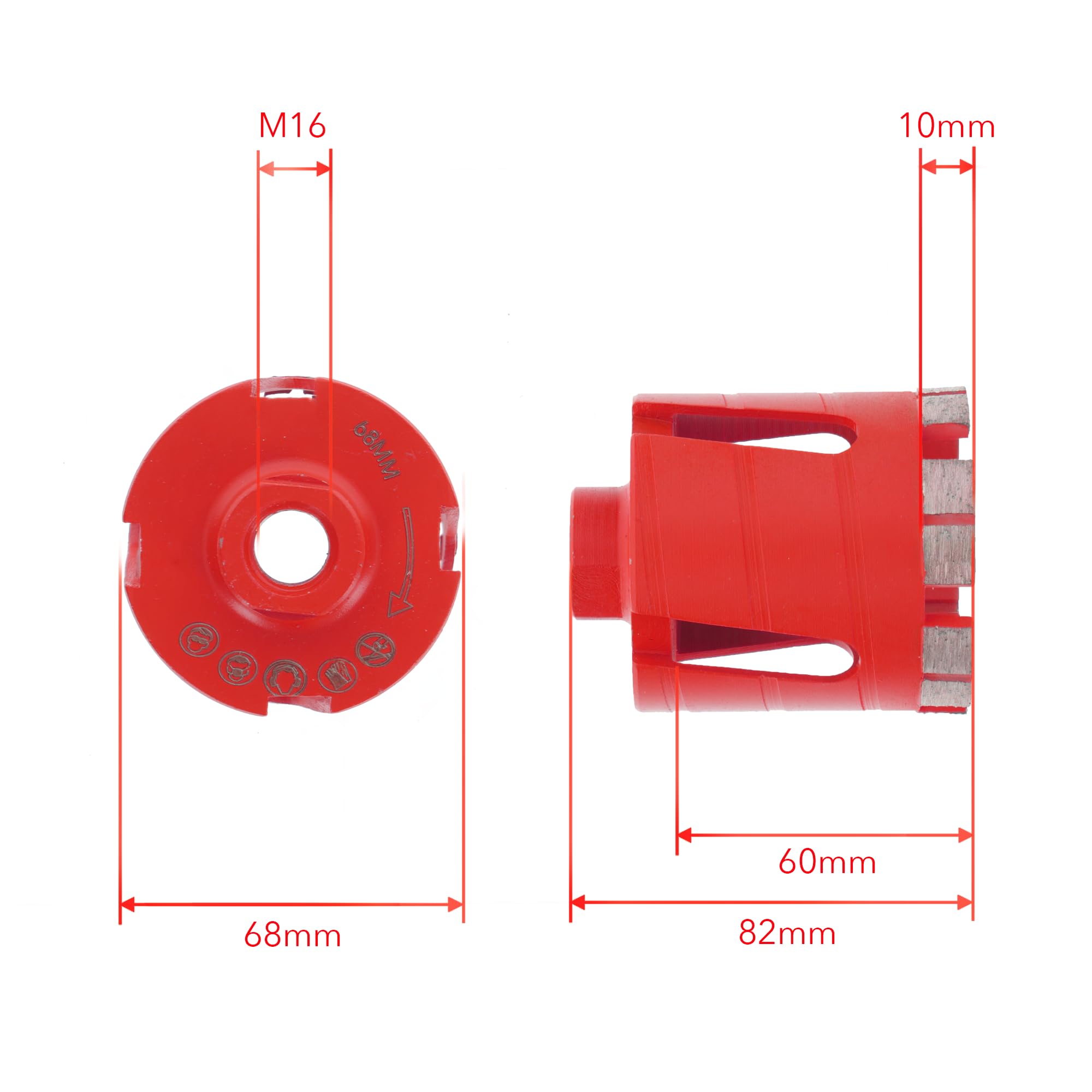 PRODIAMANT Couronne diamant 68 mm x M16 – pour béton et maçonnerie, 6 segments, qualité professionnelle