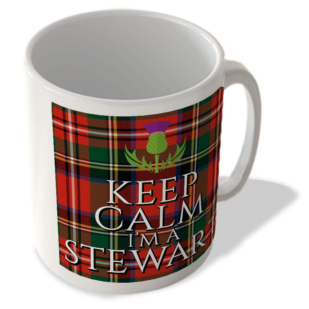 Mcmug White - Keep Calm I'm A Stewart - Stewart Royal Tartan - (Thistle) - Scottish Mug, Ceramic, 11Fl.oz.