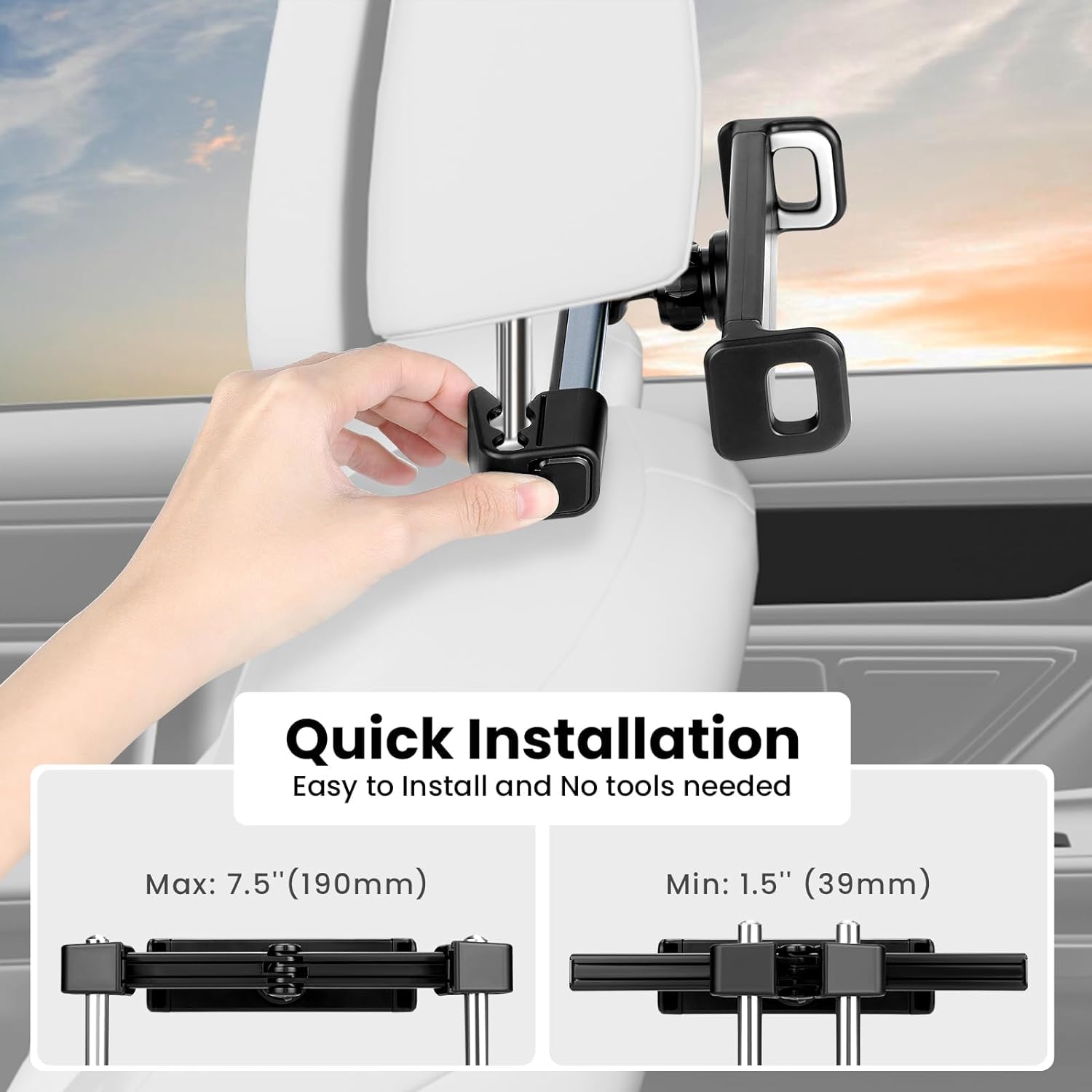 BEYEE Support Tablette Voiture Appuie-Tête Rotatif 360° - Compatible IPad Pro 10.5 & Tablettes 4-13 Pouces (Rouge)