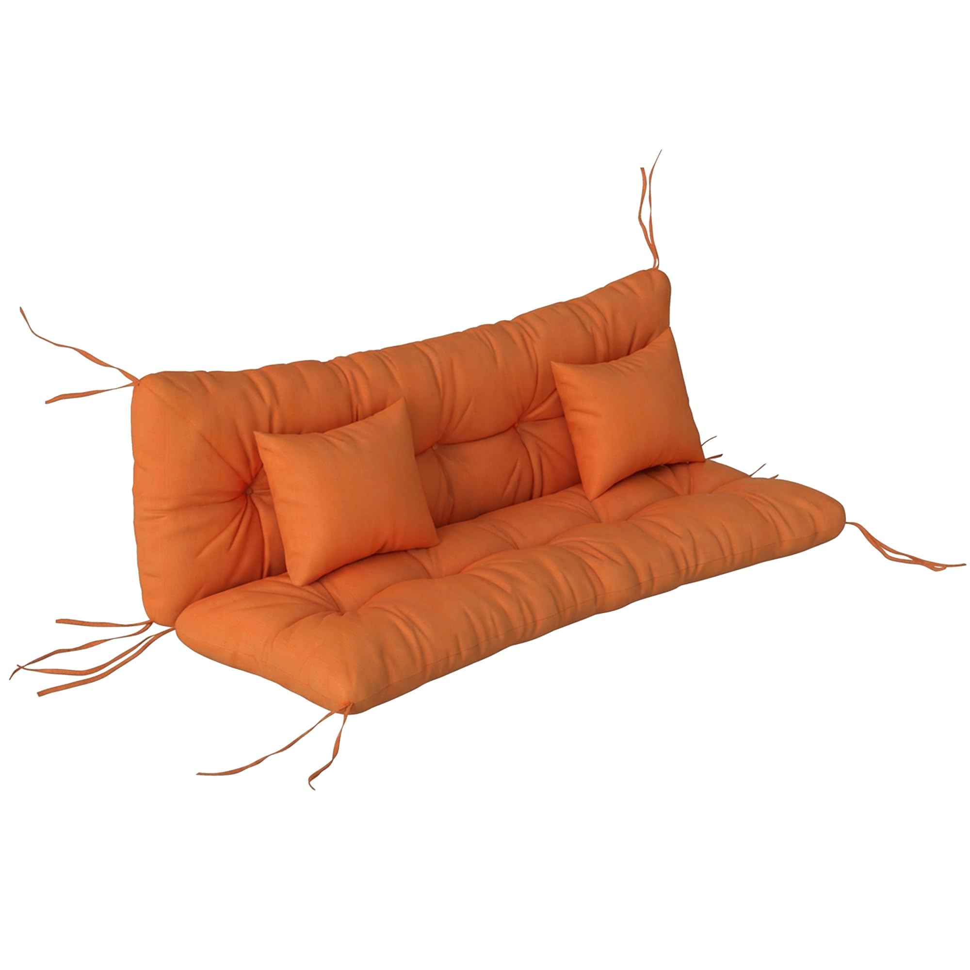 Rackhams Orange Outdoor Seat Cushions Back Cushion With 2 Pillows, Water Repellent Seat Pads For 3-Seater Chair, Swing, Sofa - 150 X 50 X 10 Cm - Outdoor Seat Cushion Set