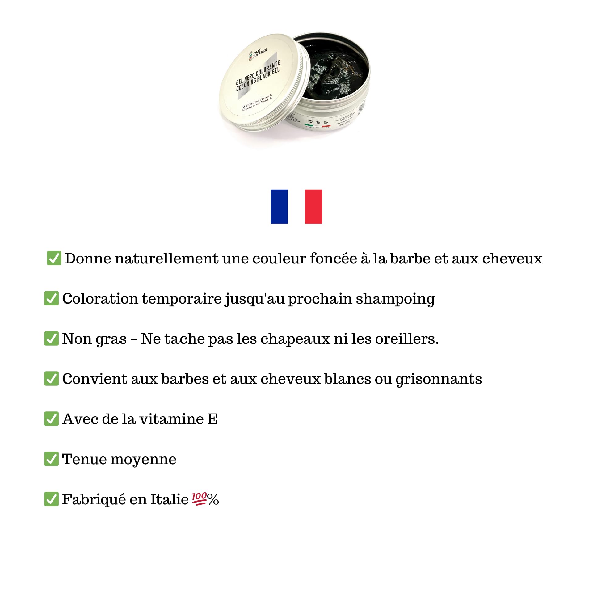 Black Gel Nero Modellante e Colorante per Capelli - Non Macchia e Maschera i Capelli Bianchi - Effetto Naturale - Tenuta media 150ml - Old Barber