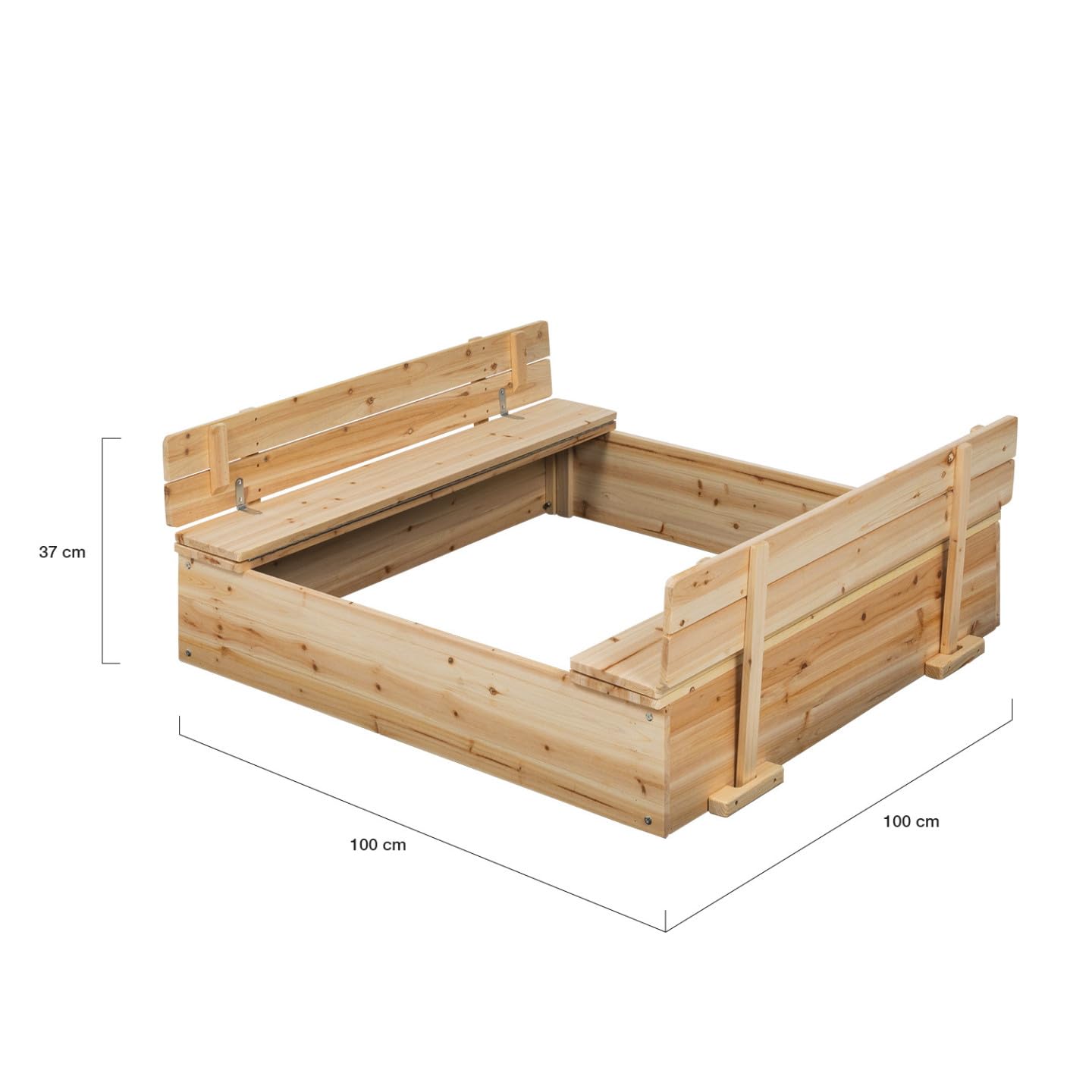 IDMarket - Bac à Sable Funny Bois refermable avec 2 bancs et bâches de Protection