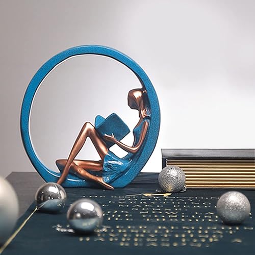 Miniatura 6 de EKDJKK Estatuilla de resina leyendo un libro, estantería de yoga para niña, decoración estética, escultura, pieza de acento, esculturas artísticas,