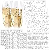 Fullhawl 6 Sheets UV DTF Cup Wrap Letters for Bridesmaid Gifts Custom Transfer Letter Stickers Waterproof Vinyl Name Decal for Glass Cup Tumbler DIY Wedding Bridal Shower Bachelorette(Black)