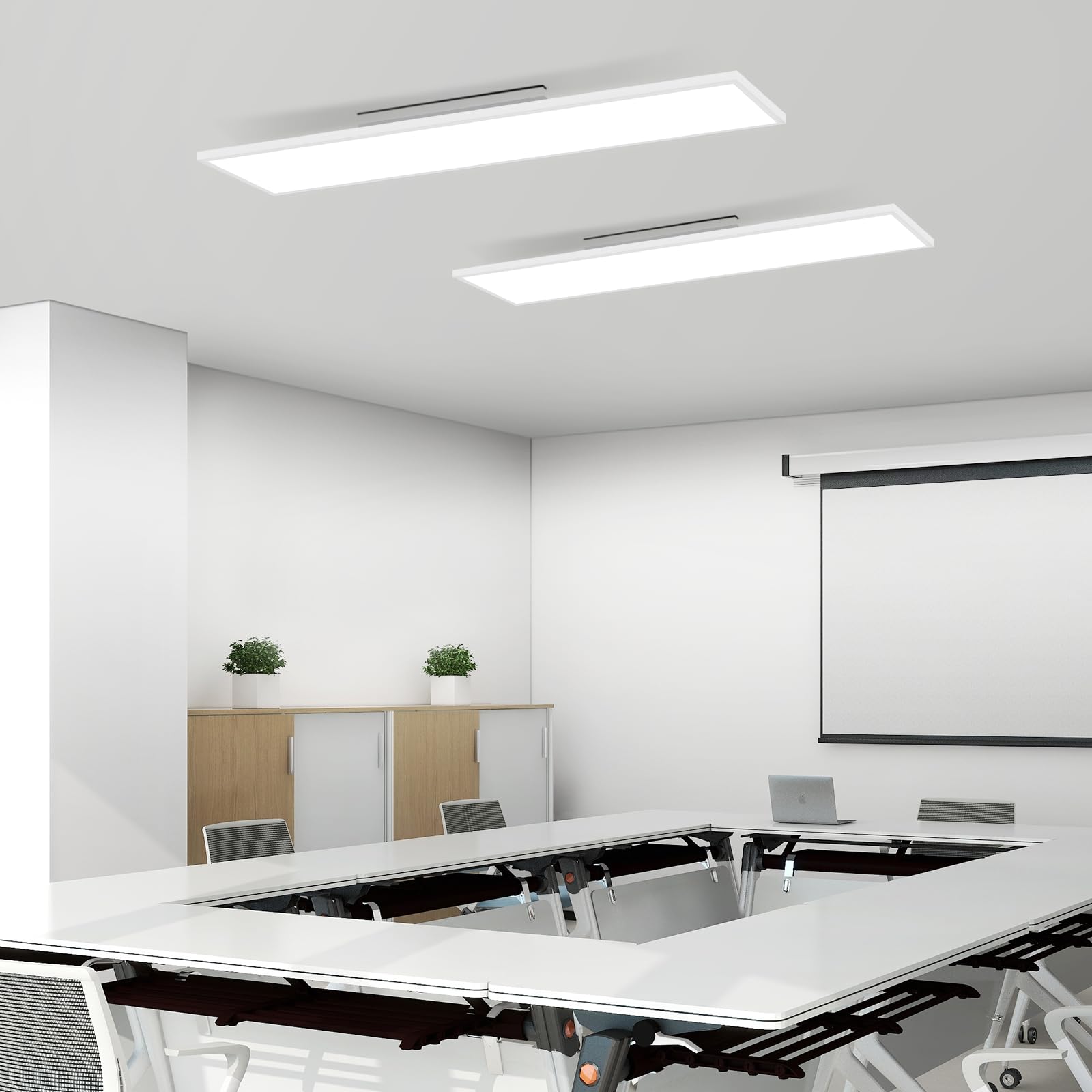 ZMH LED Panel Deckenleuchte 120x30cm -Flach Deckenlampe Lang Rechteckig Deckenpanel Dimmbar Weiße 40W Tageslichtlampe mit Fernbedienung für Büro Küche Flur Wohnzimmer Schlafzimmer