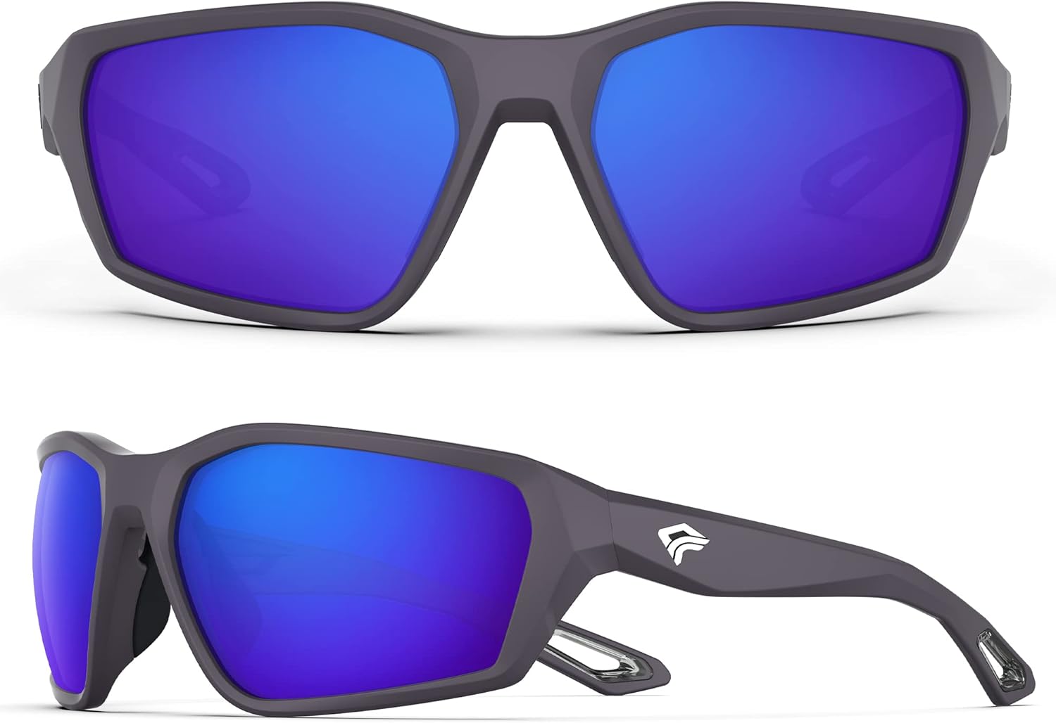 Polarized Sports Sunglasses for Men Women, Mens sunglasses for Fishing Cycling Running Golf 100% UV Sun glasses TR69 COEUS (Matte Purple Gray&Blue Lens)