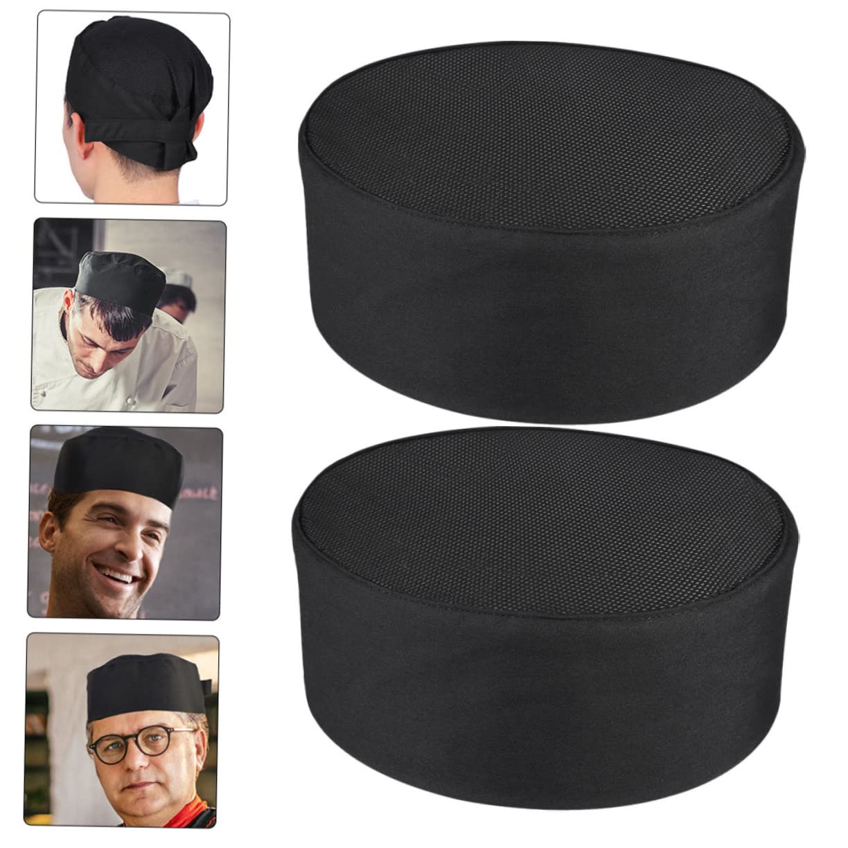 COLLBATH Sombrero De Cocinero Gorra De Cocinero De Algodón Gorra De Chef De Cocina Gorras Negras Gorra Sombreros para Hombres Gorro De Unisex Paño Black