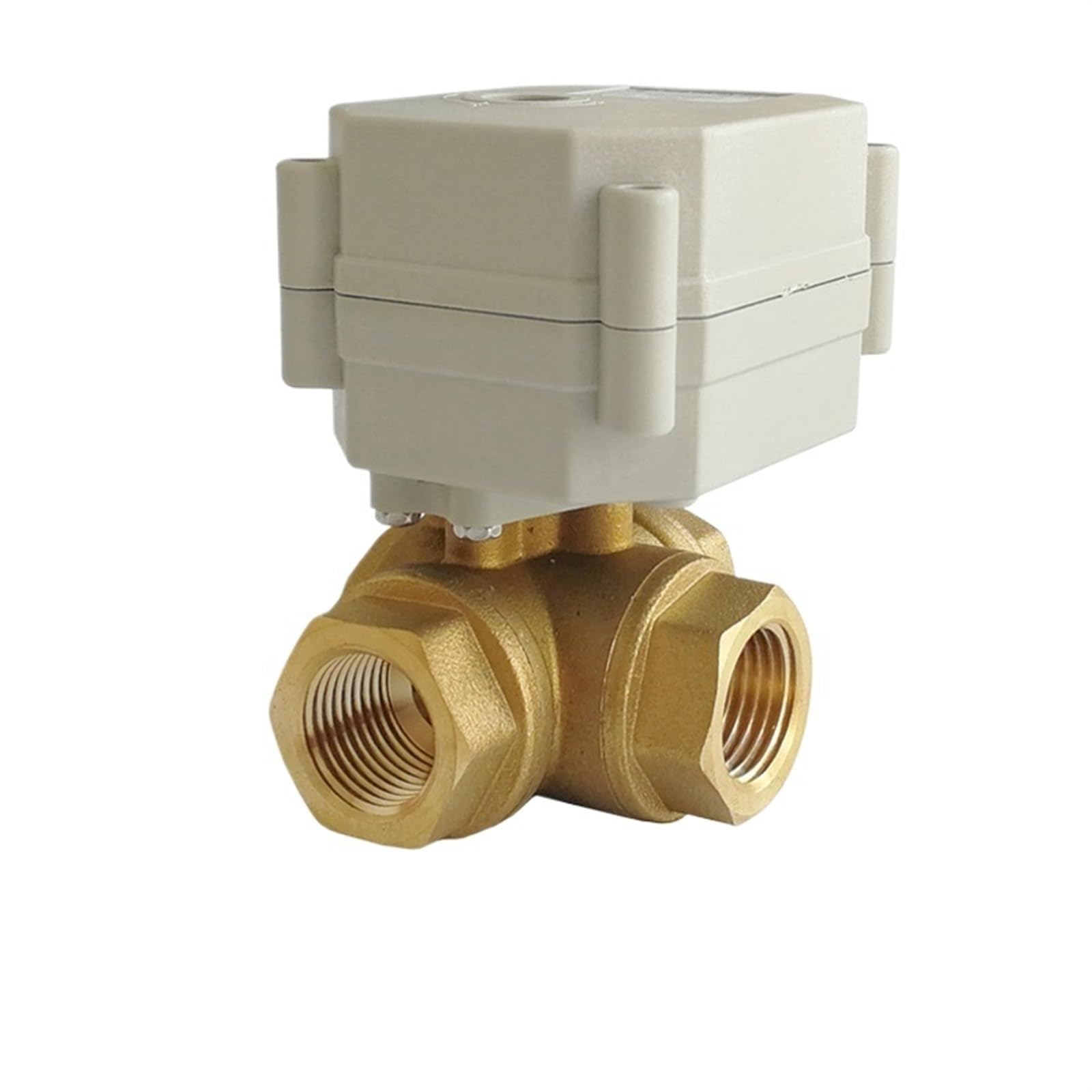 Robinet à boisseau sphérique 3 voies laiton 1/2 pouce motorisé AC/DC 9V-24V