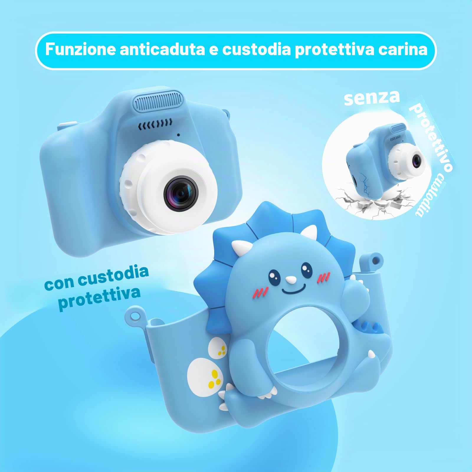 HiMont Macchina Fotografica per Bambini, 1080P Fotocamera Digitale con Scheda 32G & Schermo da 2,0", Selfie Videocamera, Regalo per Compleanno, Natale, Giocattolo per Bambini 3-12 Anni