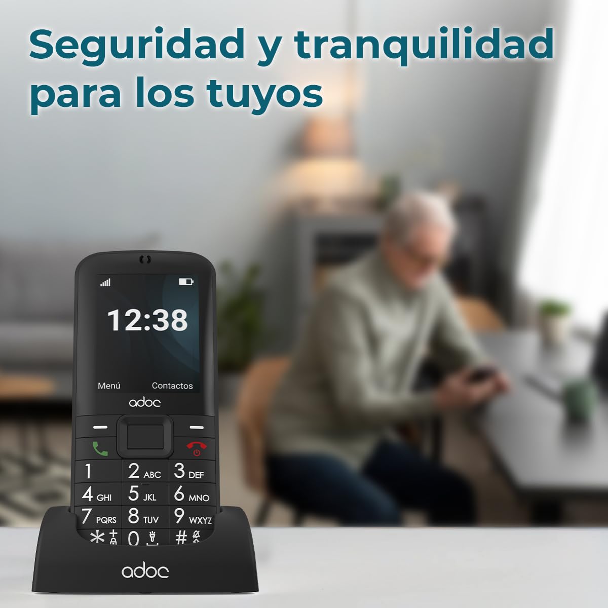 ADOC SP1 Teléfono Móvil para Personas Mayores, Negro