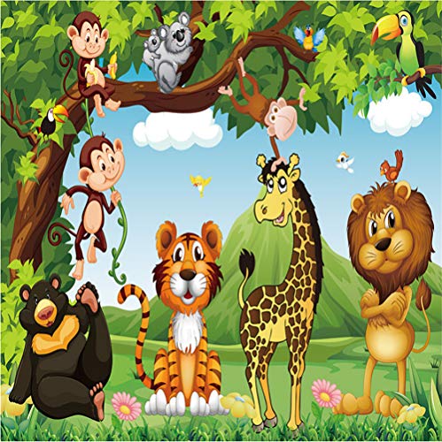 Preisvergleich Produktbild Mddjj Wandbild Tapete 3D Cartoon Tierwelt Kinder Kinder Schlafzimmer Hintergrund Wandmalerei Umweltfreundliche Vliestapete 3D Kunst Familie Kinderzimmer-350X250cm