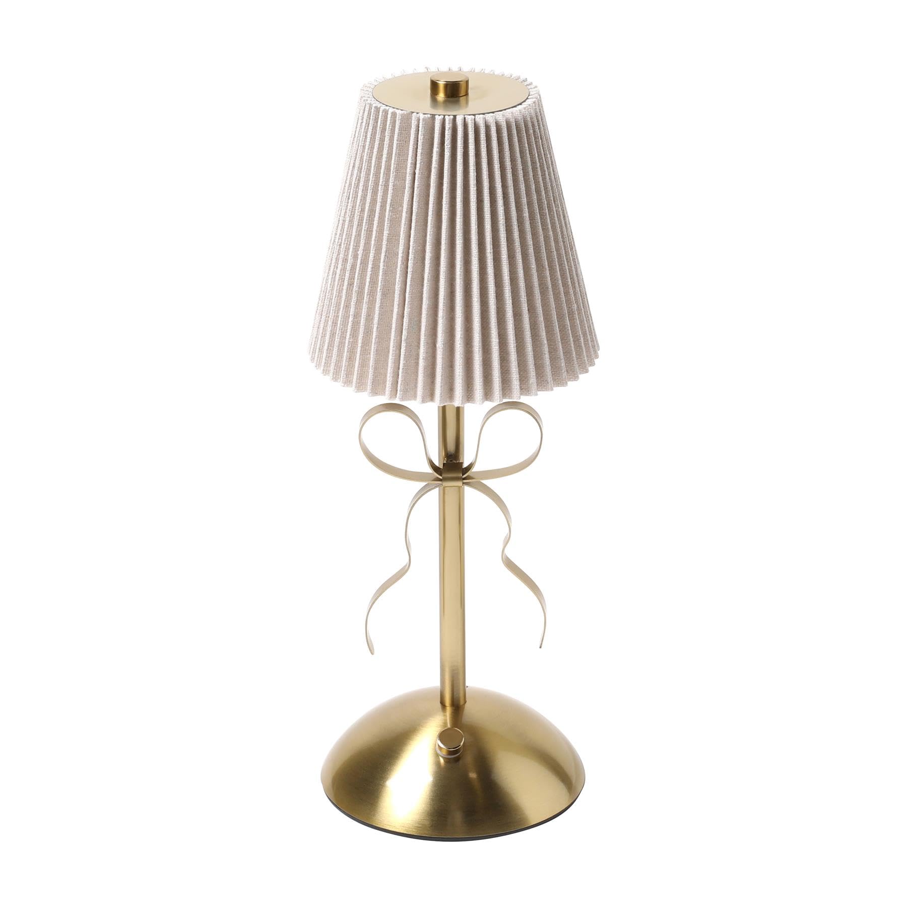 OHS Bow Rechargeable Cordless Lamp Battery Operated USB Table Lamp, Gold