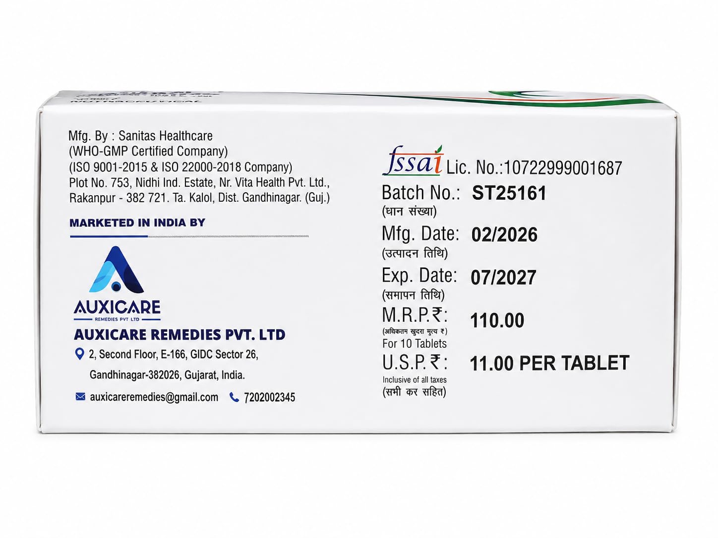 Auxical Calcium Citrate, Zinc & Vitamin D3 Chewable Tablets – Pack of 2 strip x 10 Tab) — Amazon image 2
