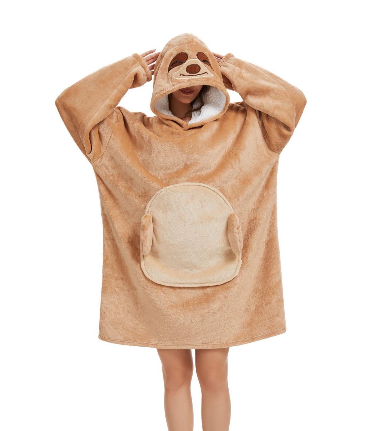 chuangminghangqi Kuscheldecke zum Anziehen mit Ärmeln und Kapuze Winter Comfy und Warm Sofadecke Unisex Übergroßes Tiere Decken Pulli Damen Lustige Riesen Hoodie Decke