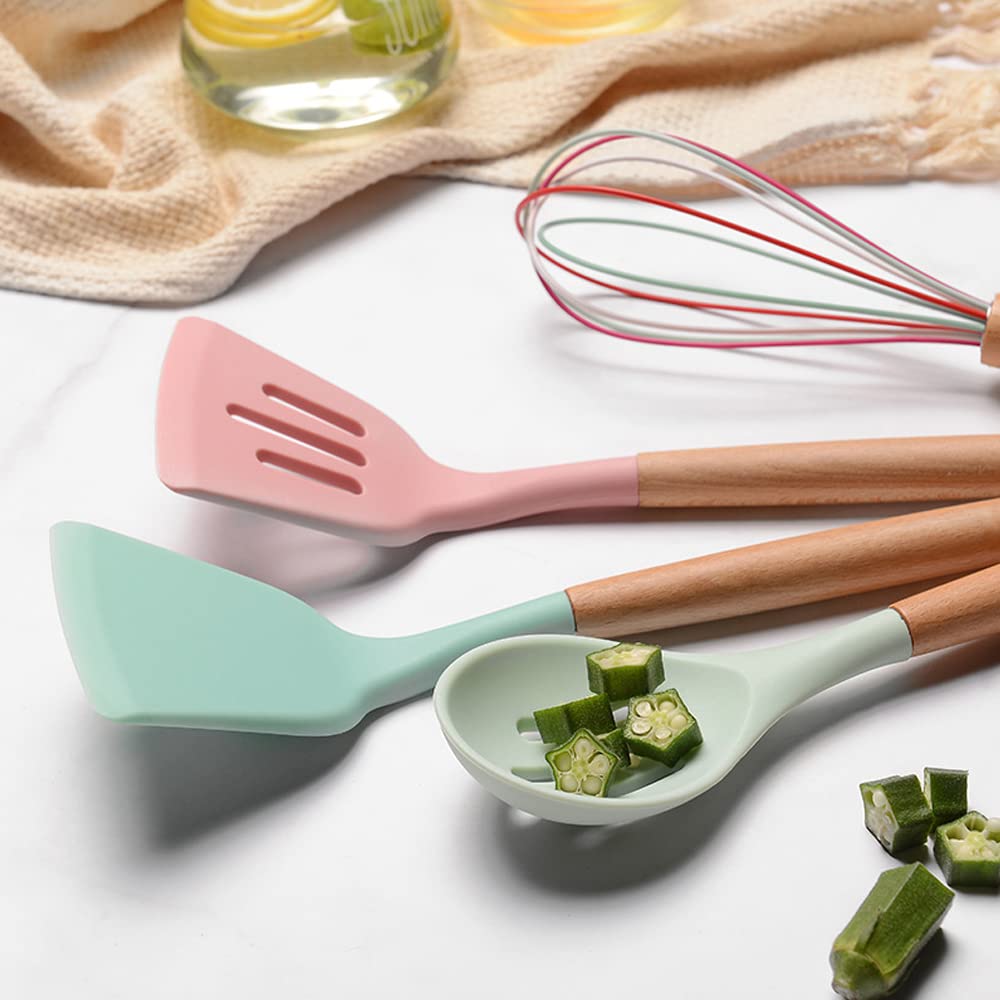 11 pezzi colorati cucina in silicone resistente al calore pentole cucchiaio pala set (Blu)