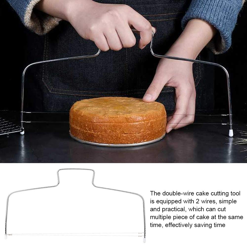 2Pcs Cake Cutter, Stainless Steel Double Wire Tunable Cake Cutter Cutting Slicing Tool Baking Accessories