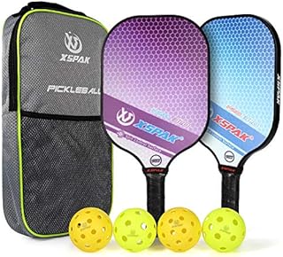 XS XSPAK Upgrade Pickleball Paddles Set of 2,USAPA Approved Pickleball Paddles with Fiberglass Surface,Polymer Honeycomb Core,Soft Cushion Grips, 1 Bag,4 Pickleball Balls for Indoor and Outdoors