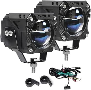 EXZEIT Kit de luz auxiliar para motocicleta, luces de conducción de haz alto y bajo blanco y amarillo, luz antiniebla, compatible con motocicleta, ADV, ATV, UTV, automóvil, camión, 12V/24V