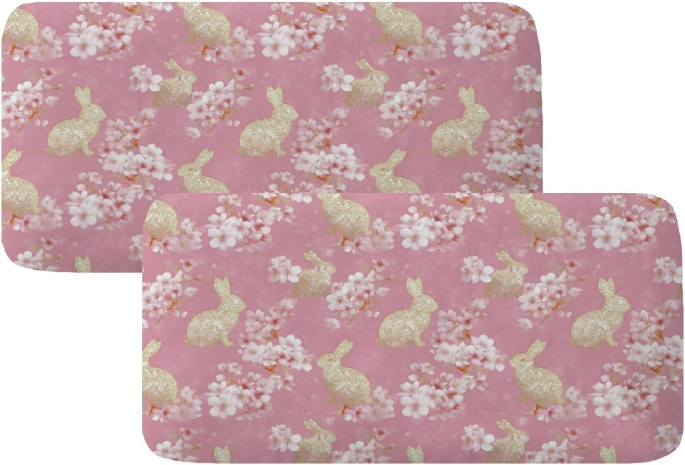 Pink Lace Bunny Bloom Loveseat Covers Couch Covers for 2 Cushion Couch, 2-Piece Stretch Sofa Slipcovers Anti-Slip Washable Furniture Protectors for Dogs Pets